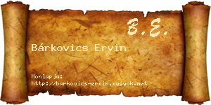 Bárkovics Ervin névjegykártya
