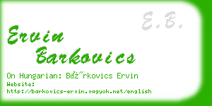 ervin barkovics business card